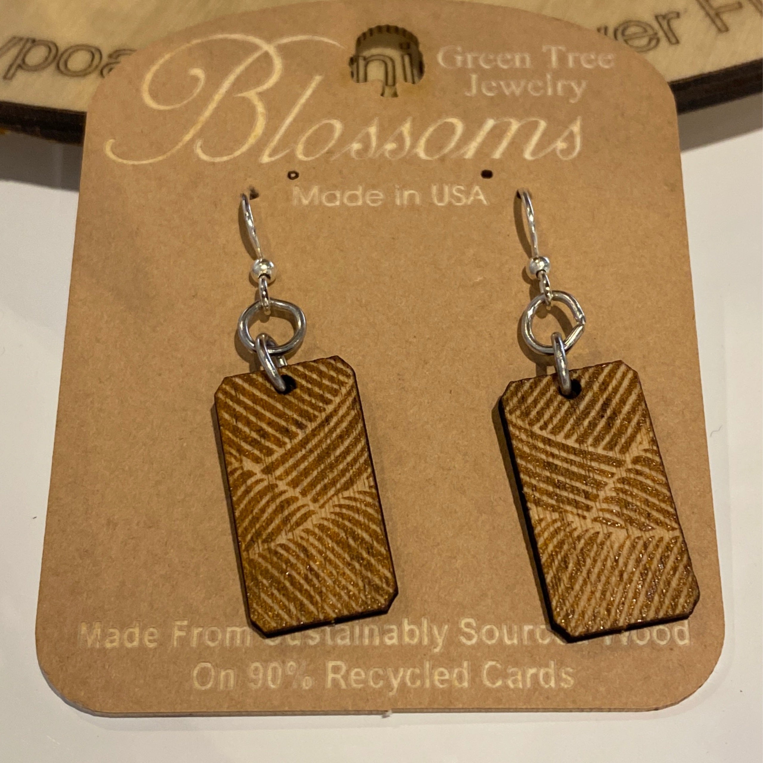 Green Tree Jewelry Abstract Wood Grain Blossoms Earrings Birch Cafe
