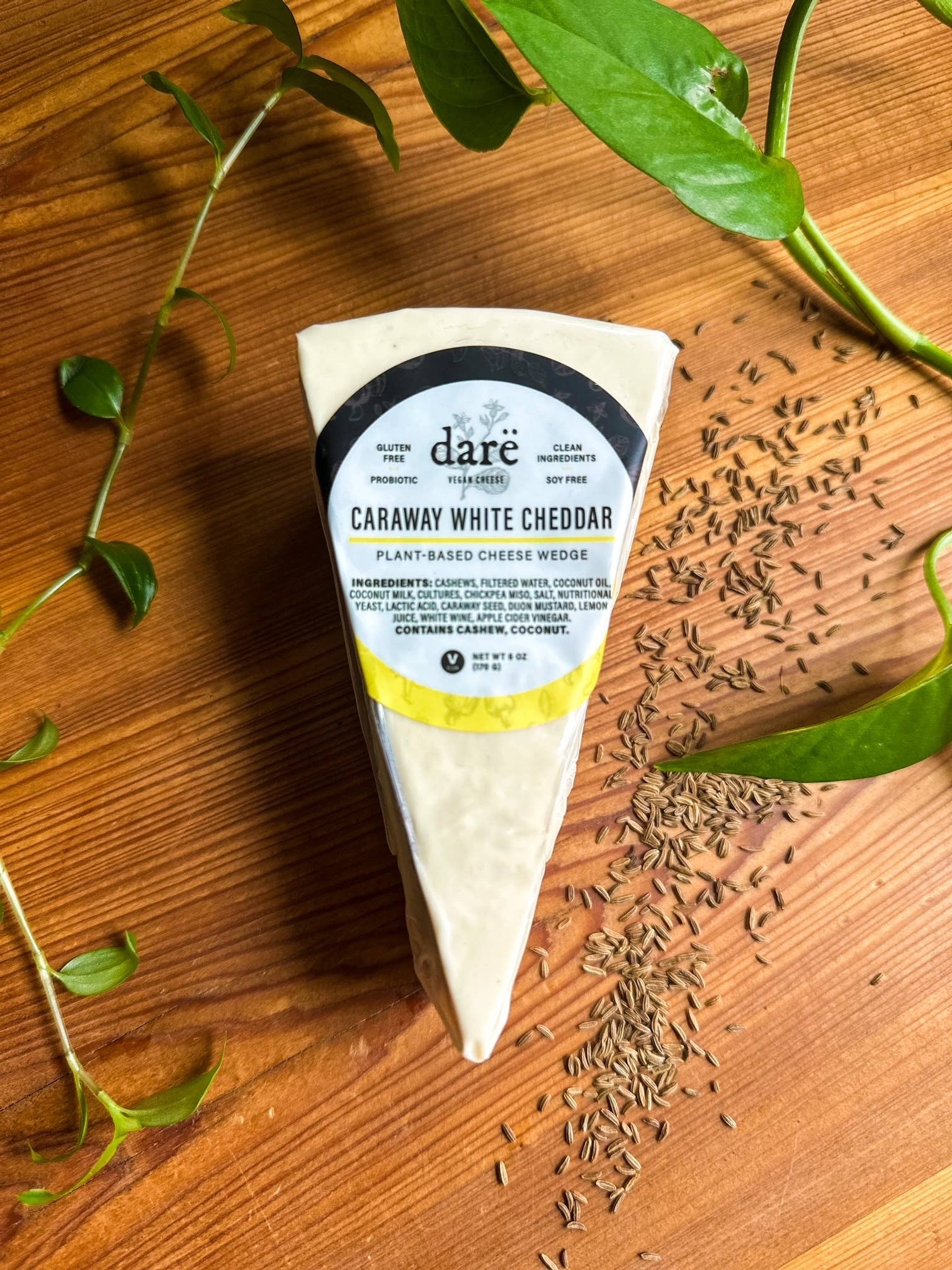 Darë Vegan Cheese Caraway White Cheddar PlantBased Wedge Birch